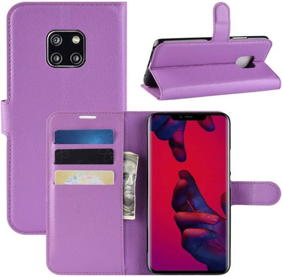 Étui Portefeuille Pour Huawei Mate 20 Lite - Style Flip, 3 Fentes Cartes, Similicuir Noir