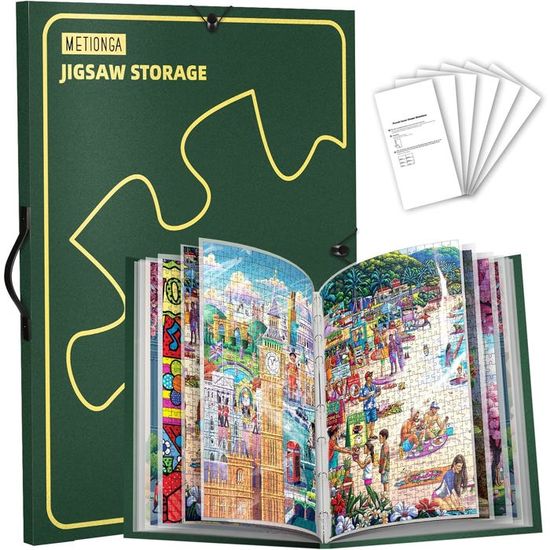 Classeur Puzzle 1000 Pièces – 25 Pochettes, Transportable, Protection Anti-Poussière, Metionga