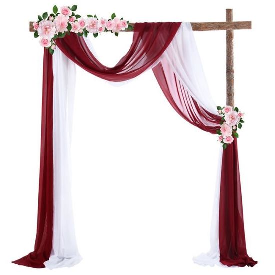 Voilage Drapé Rose Pour Mariage - 600x160cm - Tulle Mousseline Pour Arche, Décoration, Photo - Extérieur/Intérieur