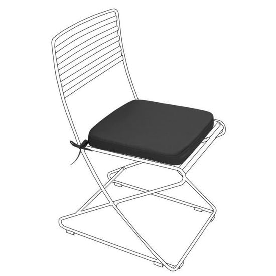 Lot De 6 Coussins De Chaise Jardin 40x40 Cm - Galettes Avec Sangles, Noir, Pour Extérieur/intérieur, épaisseur 3 Cm - 4