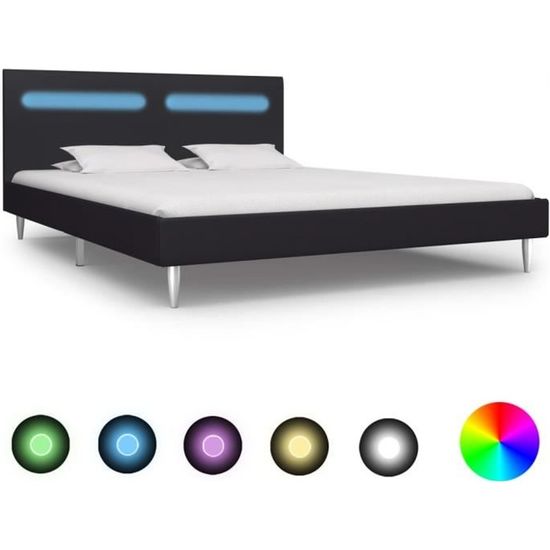 Cadre de lit moderne - - King Size 180x200 cm - LED design - Tissu durable et fer robuste