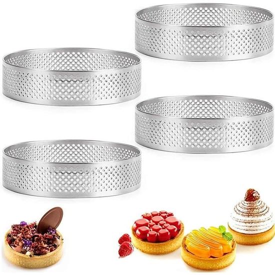 Lot De 5 Cercles à Tarte En Acier Inoxydable - 6,8,10,15,20cm, Perforés, Pour Pâtisserie