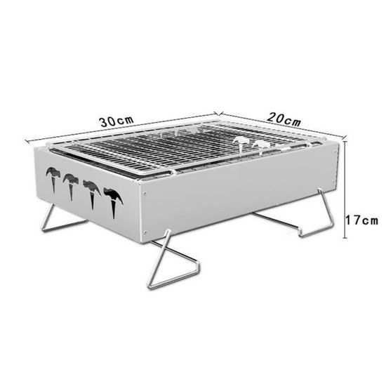 Grill De Barbecue Japonais De Table En Alliage Aluminium - Petit Four à Charbon Avec Plaque Indépendante Et Base En Bois, Pour Camping Ou Maison