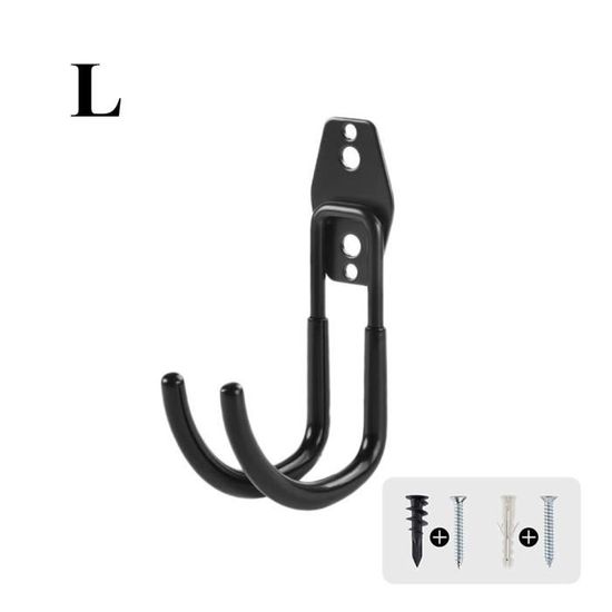 Pack 8 Crochets Muraux PiPaFox 25cm - Porte Échelle, Vélo, Outils - Charge 23kg/pièce - Acier Noir - Pour Garage