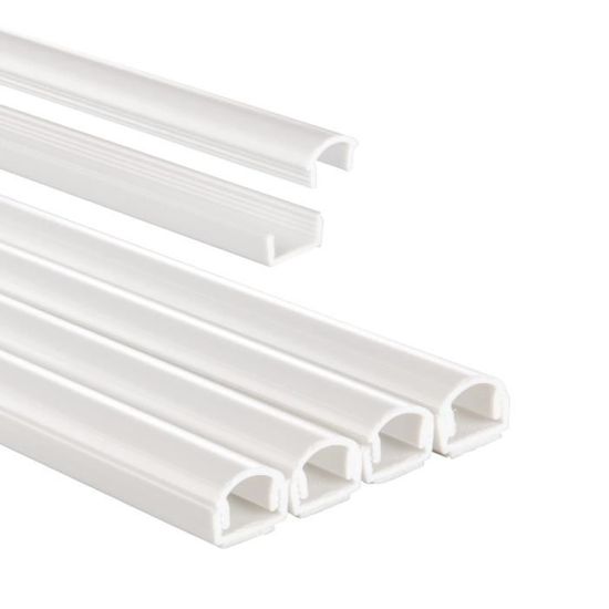 Cache-Câbles Autocollant PVC Blanc - 200 Cm, 3 Canaux, Largeur 40mm | Pour Sol/mur, Anti-trébuchement
