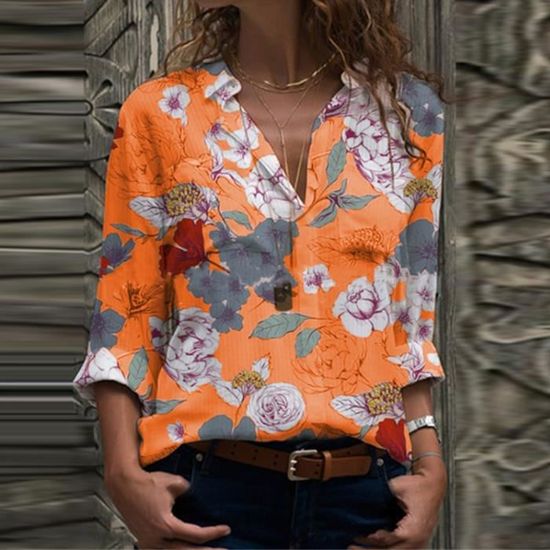Blouse orange femme discount