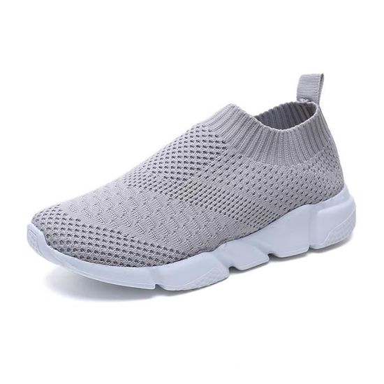 Basket Sneakers Femme FUNMOON Respirante Gris Polyester Chaussures de sport Cdiscount Chaussures