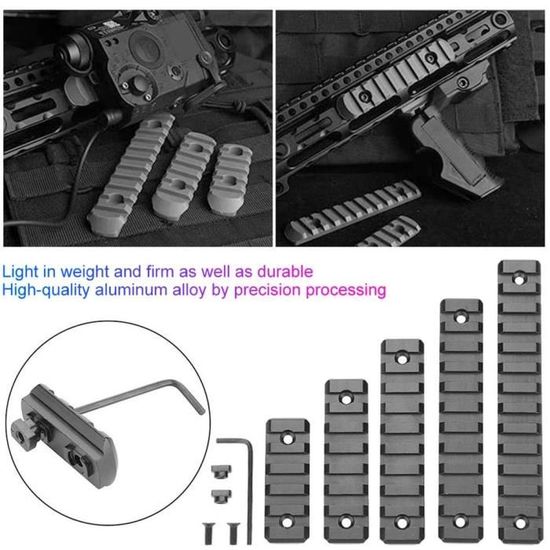 Set de 6 rails picatinny en polymère compatible M-LOK - NOIR)Set de 6 rails picatinny en