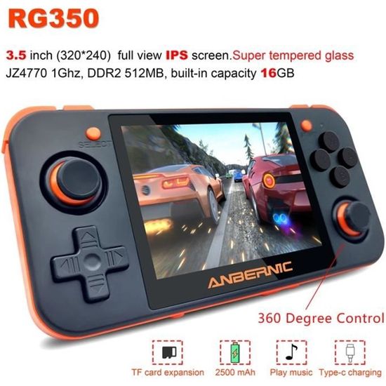 RETRO GAME RG350 jeu vidéo console de jeu portable MINI 64 bits 3.5 pouces IPS écran 16G  + 32G TF jeu joueur RG 350 PS1 - Orange 