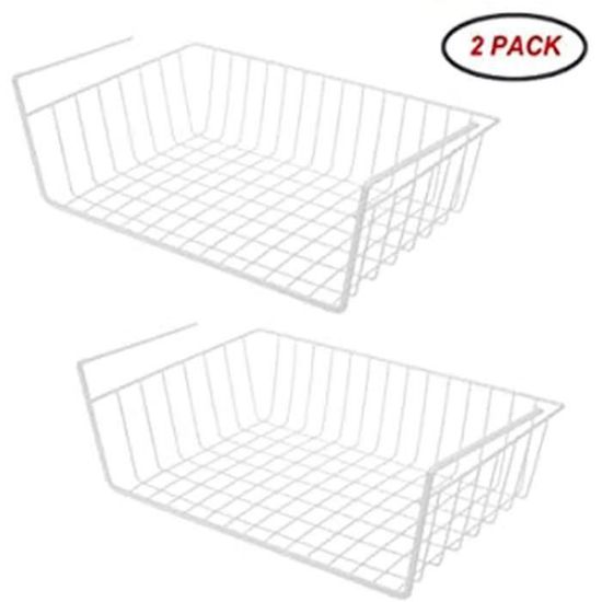 Tebery Lot De 2 Paniers De Rangement à Suspendre Sous Une étagère - Paniers De Rangement Supplémentaires Sous Armoire - Paniers Coulissants Pour Cuisine, Garde-manger, Bureau, Bibliothèque
