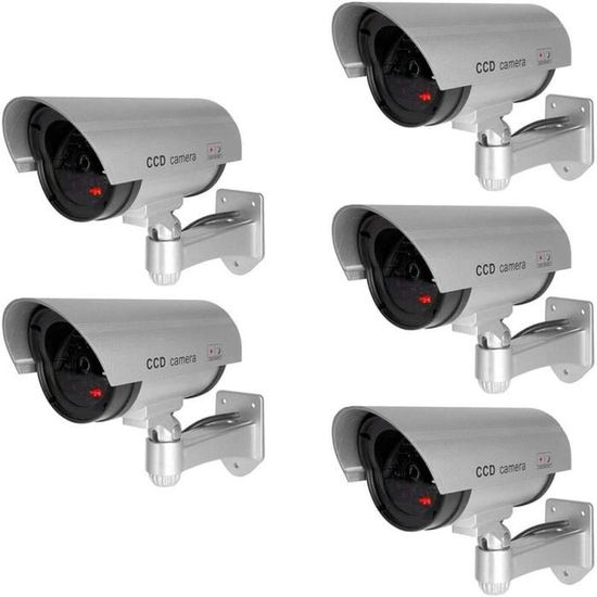 2 Caméras De Sécurité Factices - Dôme Noir Avec LED Rouge Clignotante, Effet Dissuasif - 10