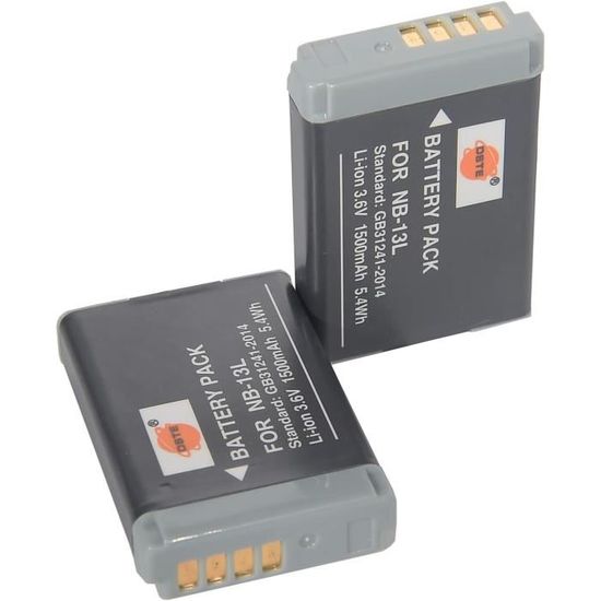 Lot de 2 batteries de rechange NB13L 1500 mAh 3,6 V Compatible avec