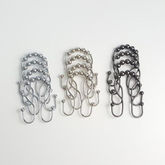 Anneaux Avec Crochets Pliés Pour Tringle à Rideaux 28 Mm - Lot De 10, Laqué Cerisier, Diam. Ext. 57 Mm