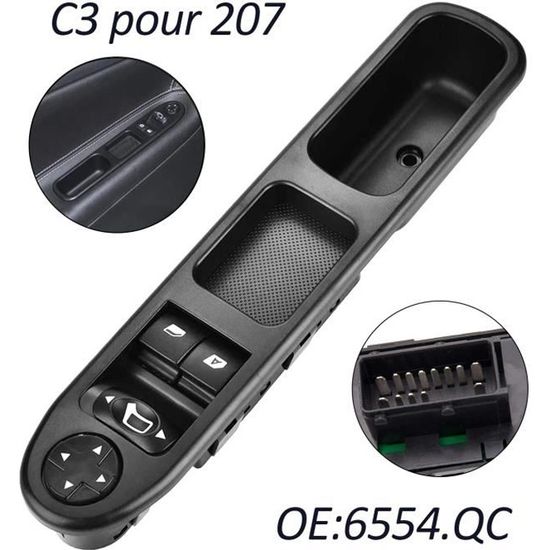 Accessoires de remplacement de commutateur de fenêtre électrique 6554.QC  pour Peugeot 207/Citroen C3