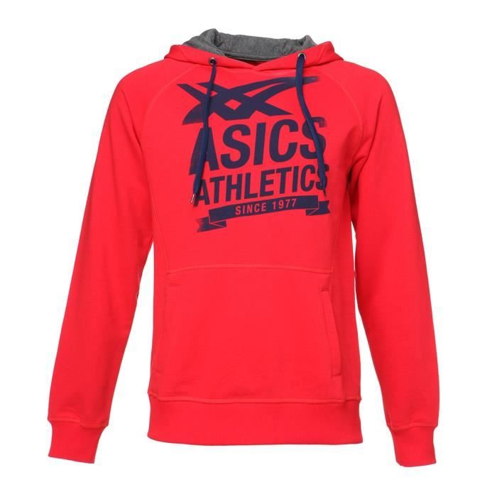 ASICS Sweat capuche Homme Rouge et noir Cdiscount Sport