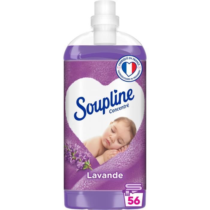 SOUPLINE - Adoucissant Concentré Soupline 3D Lavande - Formule Active à  Froid - 92 % d'Ingrédients d'Origine Naturelle - Lot de 3 x 1,35 L :  : Epicerie