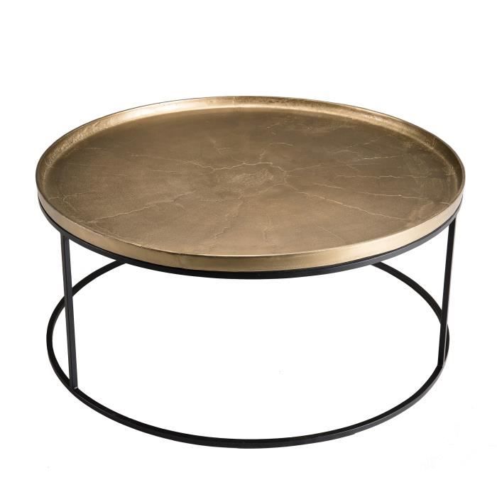 Table basse ronde - Aluminium - Pieds ronds métal - Doré - Contemporain - Ø 88 x H 41 cm