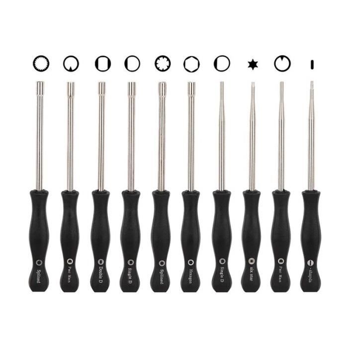 Lot De 10 Outils De Réglage Pour Carburateurs 2 Temps - Tournevis Spéciaux (Pac-Man, D, Hex...) - Pour Tronçonneuses, Débroussailleuses - 10
