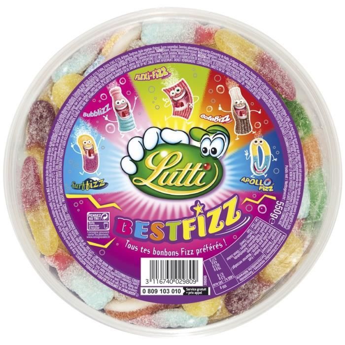 Lutti Best Fizz - Assortiment de bonbons acidulés | Boîte 550g