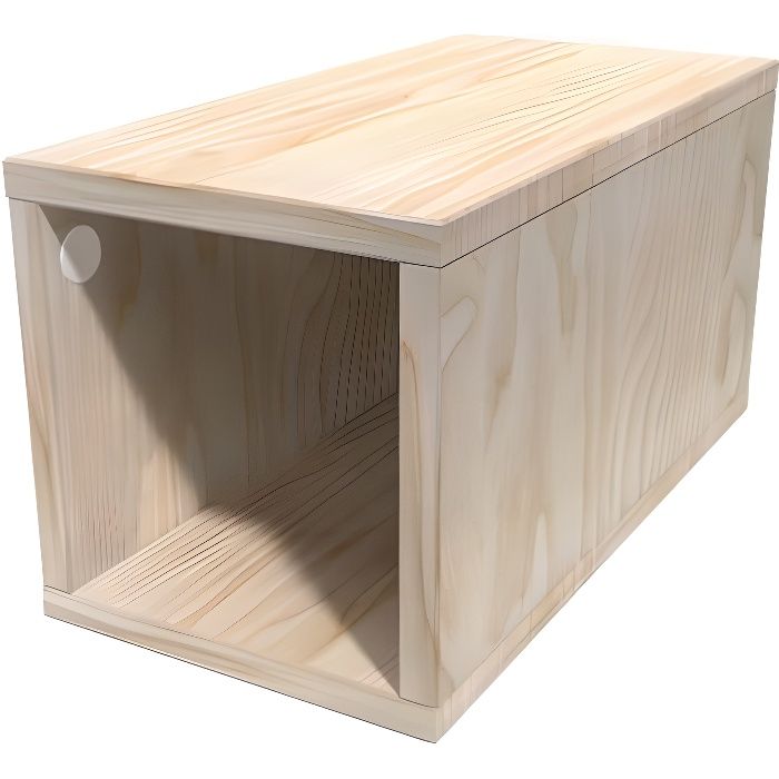 Cube de rangement bois largeur 25 cm - Couleur - Brut, Dimensions - 25x50