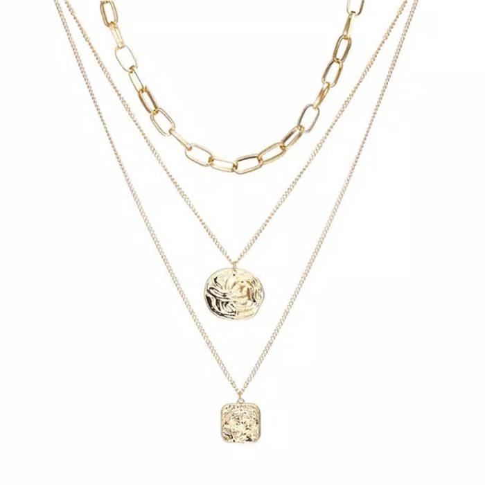Collier Ras De Cou Multirangs En Forme De Croissant_Multicolore