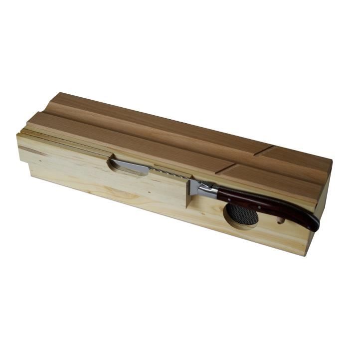 PRADEL EXCELLENCE Coffret à saucissons en bois + 1 couteau Laguiole beige et noir