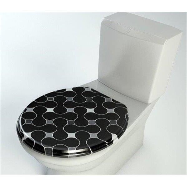 Abattant de toilette bois compresse MDF WC Double frein chute ralentisseur et Charnière metal