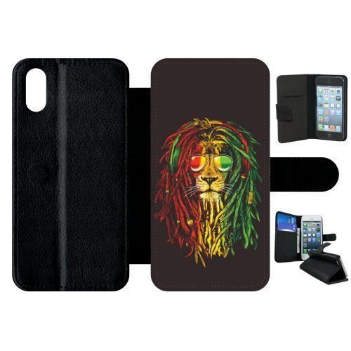 Etui Á rabat apple iphone x (10) lion rasta a lunette