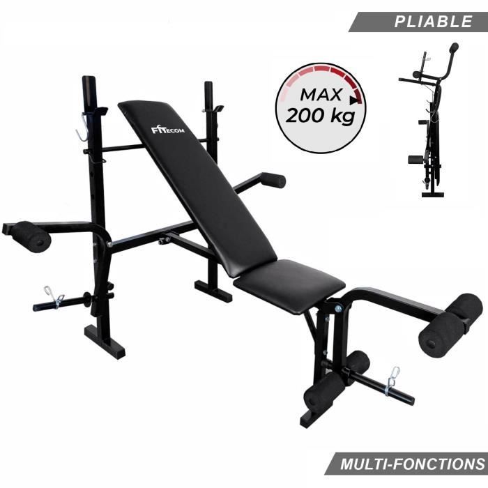 Banc de Musculation Multifonction Mixte Pliable Inclinable Réglable Fitness Entrainement Complet Haltérophilie Curler Gym Sport
