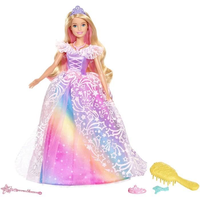 Dreamtopia poupée Princesse de Rêves avec robe brillante à motifs arc-en-ciel, fournie avec brosse et accessoires, jouet pour enfant