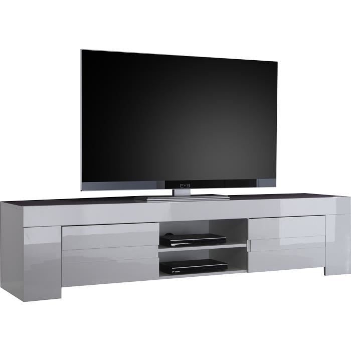 Meuble tv design 190 x 45 cm coloris blanc laqué Blanc