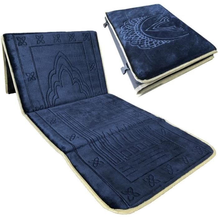 Tapis de Prière avec Dossier, Tapis de prière Pliable, Tapis de prière Musulman-Haute Qualité-Méditation, Siège de Sol + Sac Transpo