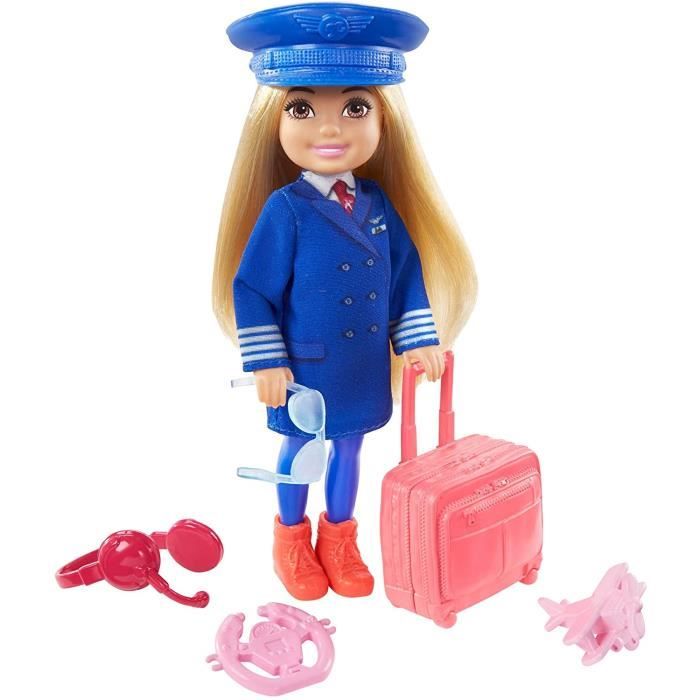 Barbie Playset Avec Poupée Blonde De Chelsea Pilote Et Nombreux Accessoires, Jouet pour Enfants 3 + Ans, GTN90