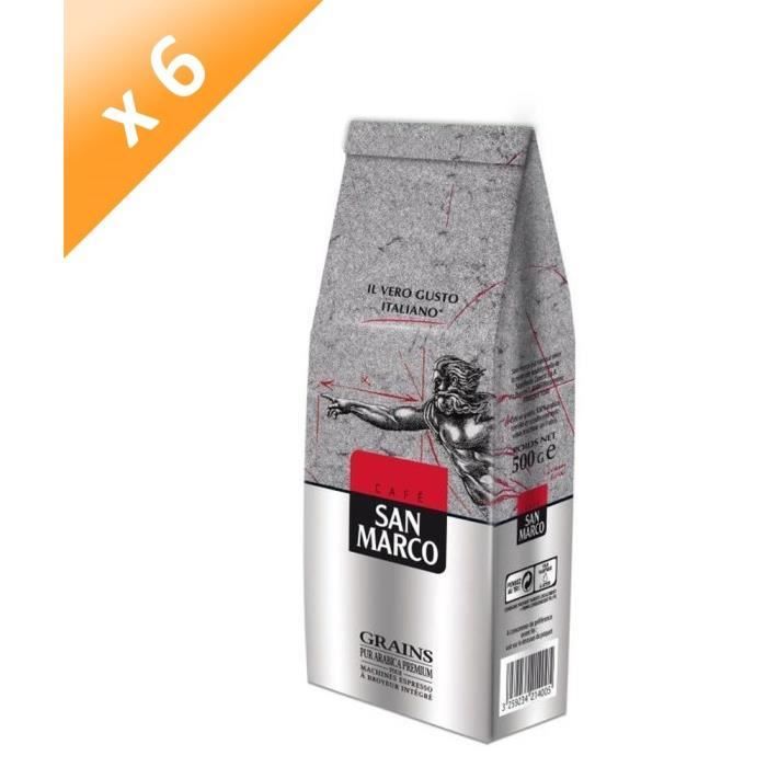 SAN MARCO Lot de 6 Cafés en grains - 500 g