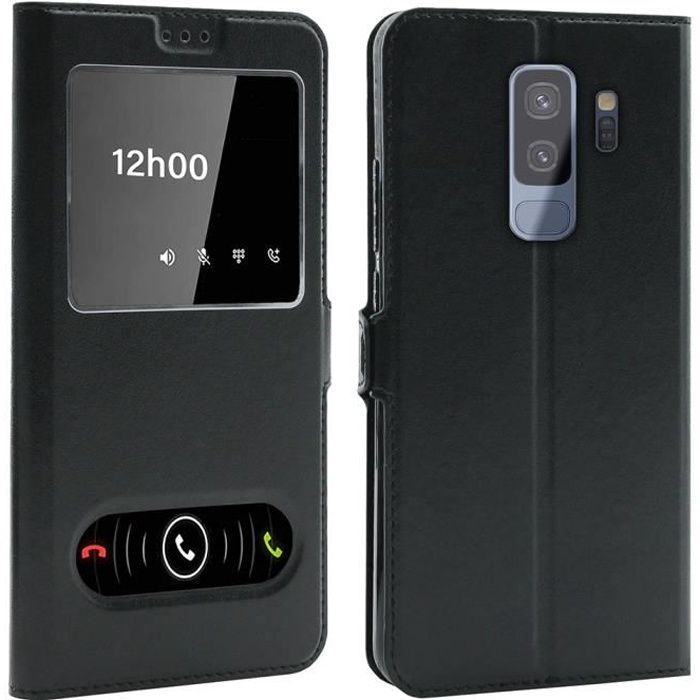 Coque Samsung Galaxy S9 Plus, Double Fenêtre - Noir