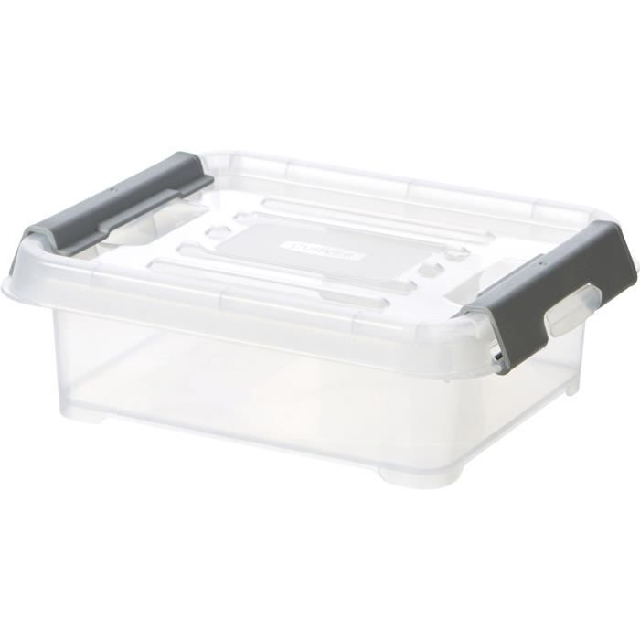 CURVER - Handy box - Plus 1,2L + clips gris avec couvercle