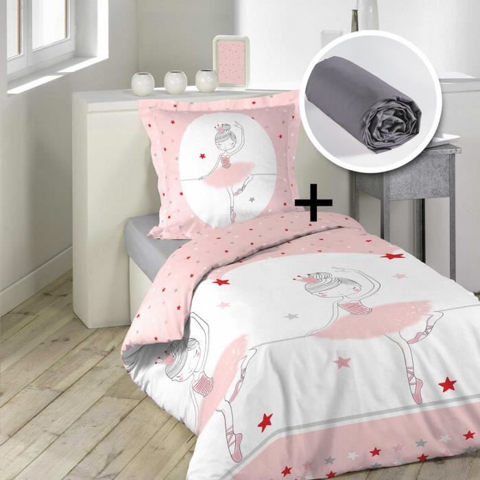 pack parure 1 housse de couette 140x200 + 1 to 63x63 danseuse + 1 dh 90x190