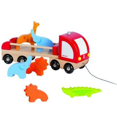 Camion Multi Zoo et animaux de la savane en bois
