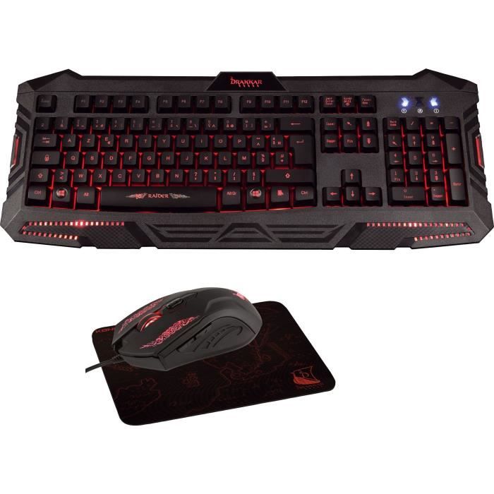 Pack 3 en 1 Konix Drakkar PK-30 : Clavier + Souris + Tapis de souris