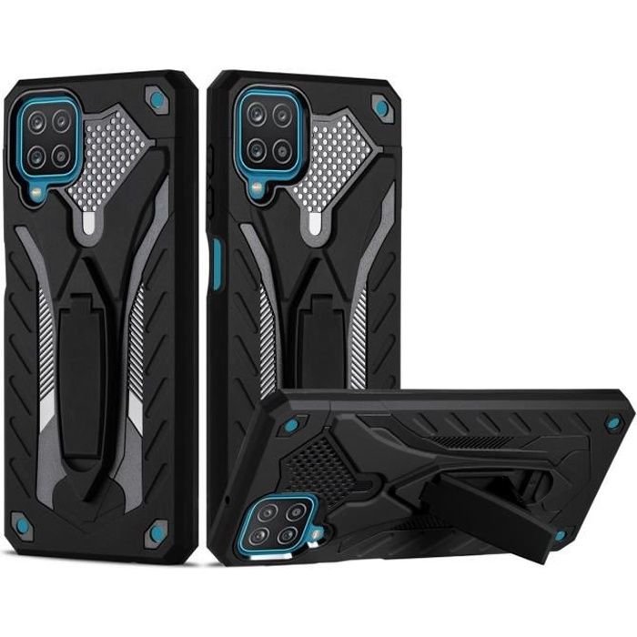 Samsung Galaxy A12 Boîtier Rigide Antichoc Hybride 2 en 1 TPU + PC Coque - Noir