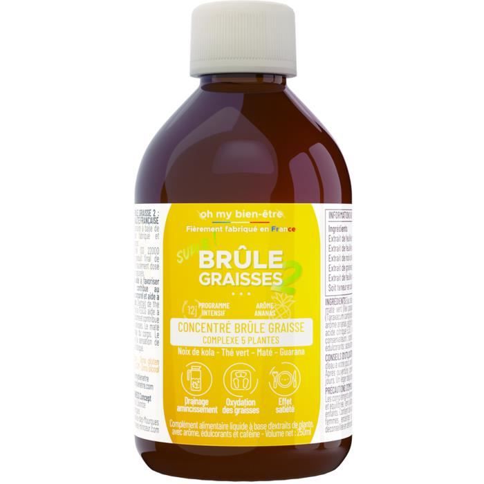 Brûle Graisses Puissant - Diurétique - Amincissant Naturel -Thé Vert Guarana - Minceur 5 en 1 - Satiété - Saveur Ananas - France