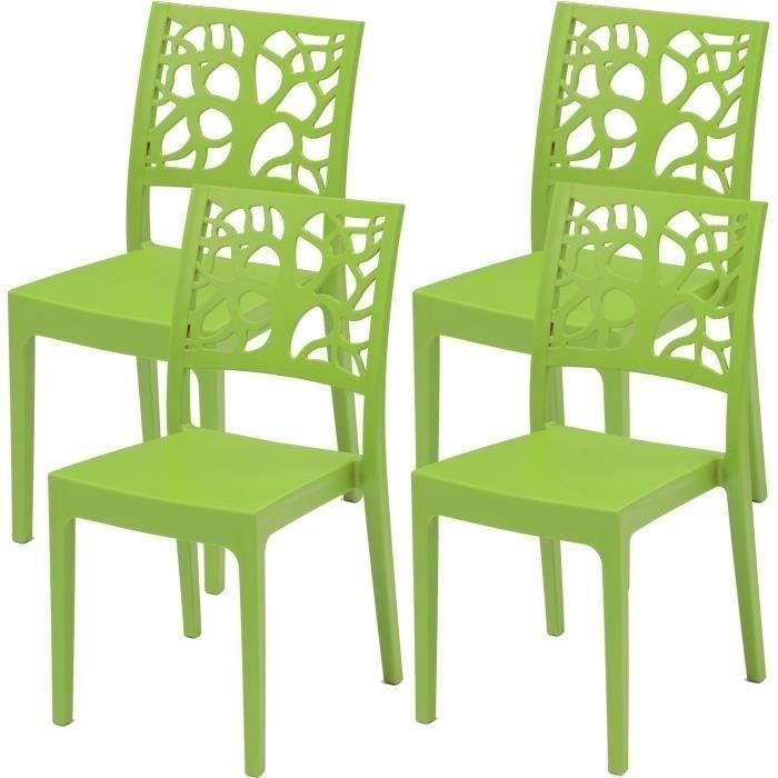 Lot de 4 chaises de jardin TETI ARETA - 52 x 46 x H 86 cm - Vert anis