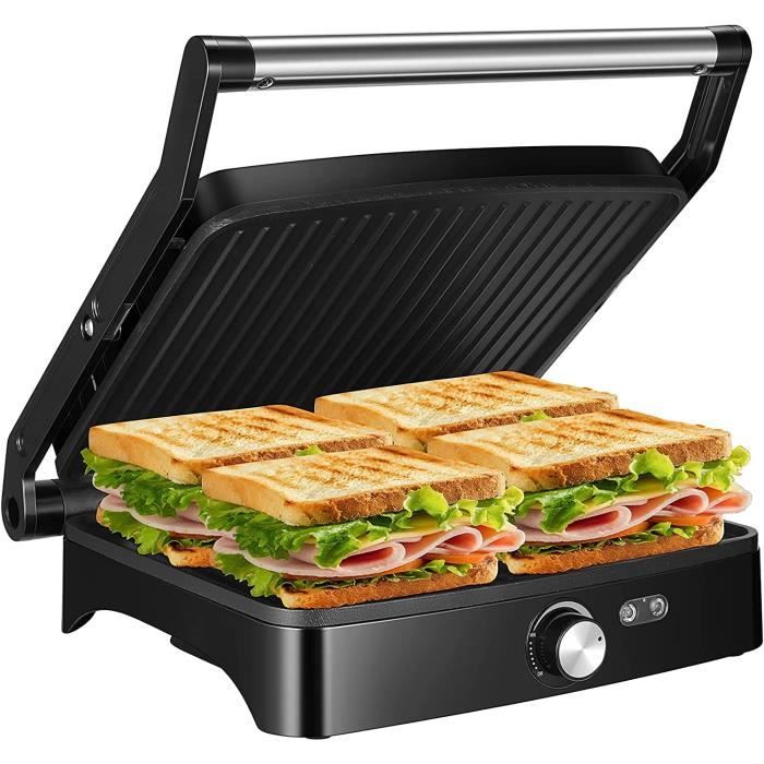 Grill Viande Multifonction 1800W Grills Viande ÉlectriquesPresse à Paninis Avec Régulateur de Température Appareil à Sandwichs