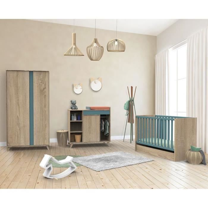 Chambre complete bebe Sauthon avec lit évolutif Little Big Bed Nova Argile Douce - 140 x 70 cm