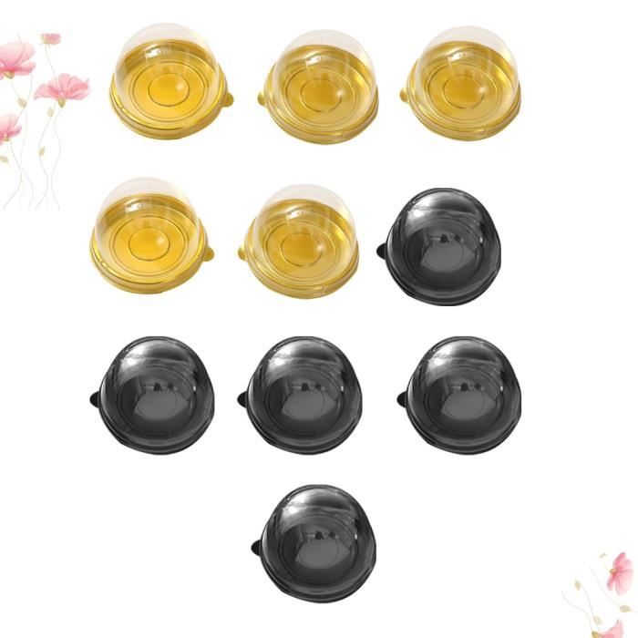 6x7x7cm Mixed -50pcs Mini Boîtes À Gâteaux Et Emballages Boîte Boîte En Plastique Transparente Pour Gâteau Avec Couvercle Jaune D'oe