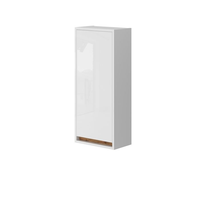 Armoire de Detmold 81.6x35cm avec porte Blanc Haute brillance/Chêne de force doré Vicco 49528