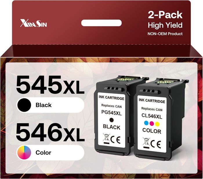 Cartouches D'encre Compatibles 545XL Noir & 546XL Couleur - Pour Imprimantes Canon Pixma TS3350, MG2550, MX495, TR4550 Et Autres - Multipack - 1