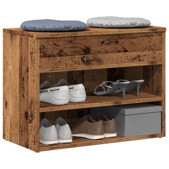 vidaXL Banc à chaussures vieux bois 60x30x45 cm bois dingénierie 856754