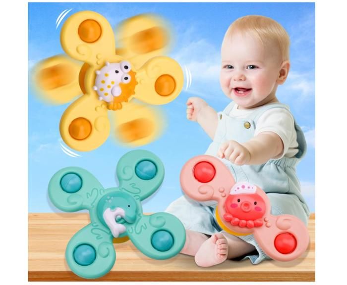 Set De 3 Jouets Ventouse Océan – Hochets Sensoriels ABS Sûrs, Pour Bain Ou Jeux, Motricité Bébé