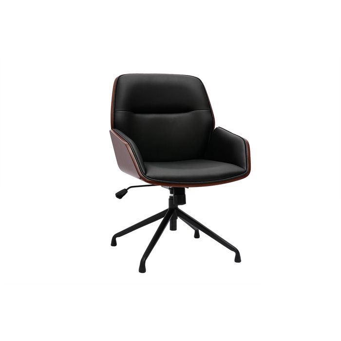Miliboo - Chaise de bureau design pivotante 360° noire bois foncé et métal noir MARLOW Miliboo - Chaise de bureau design pivotante 360° noire bois foncé et métal noir MARLOW